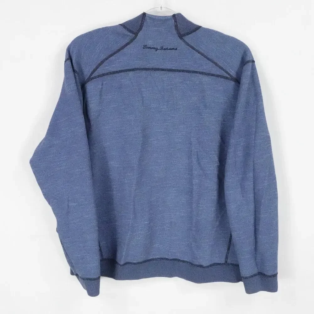 Tommy Bahama Sweater‎ Mens Large Blue Reversible Half Zip Pullover Fall